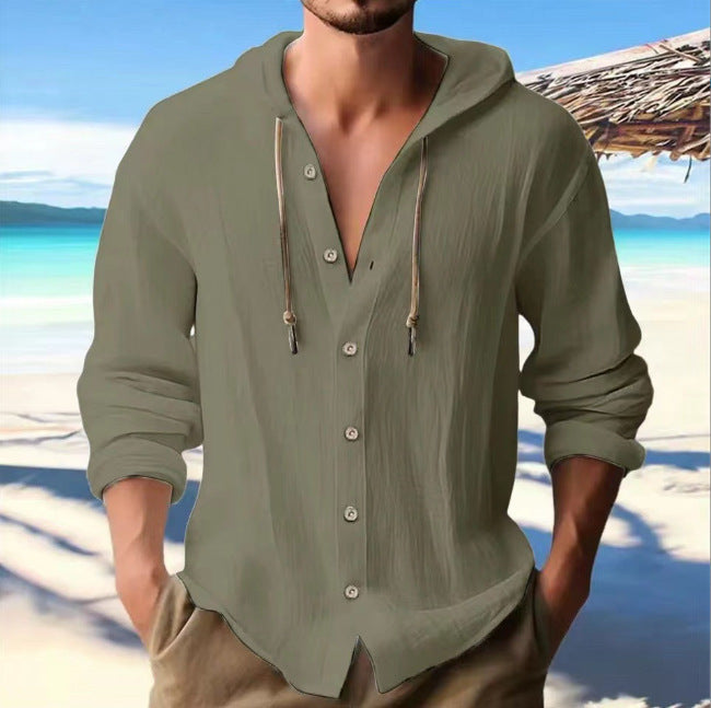 Men's casual hoodie shirt with textured surface Lisslune