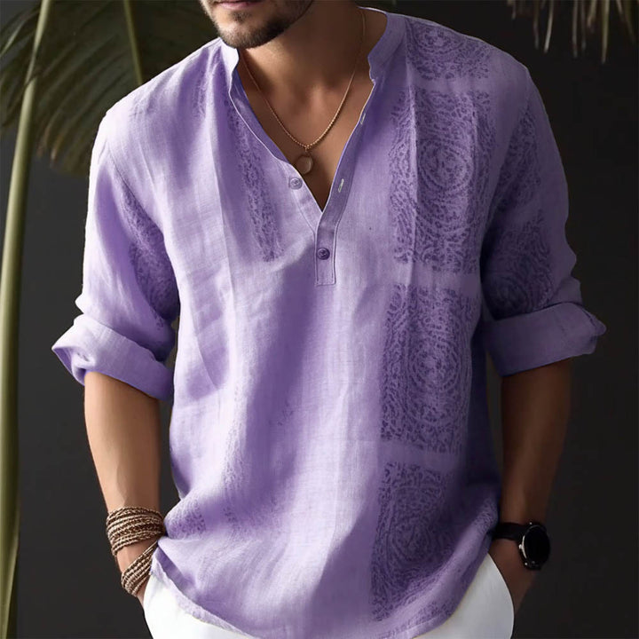 Men's linen shirt with stylish button details Lisslune