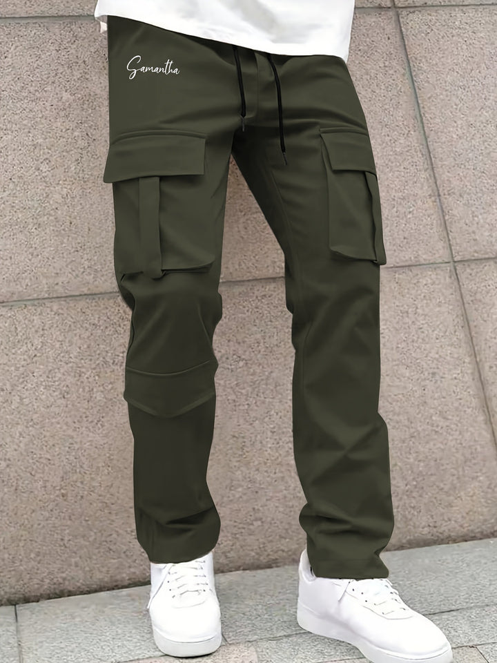 Men's cargo pants with versatile functional pockets and elastic waistband Lisslune