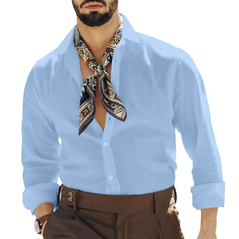 Men's shirt with fashionable cut and elegant scarf Lisslune