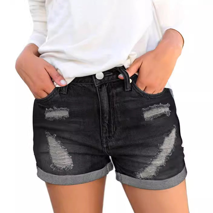 Women’s denim shorts with stylish rip details and casual fit Lisslune