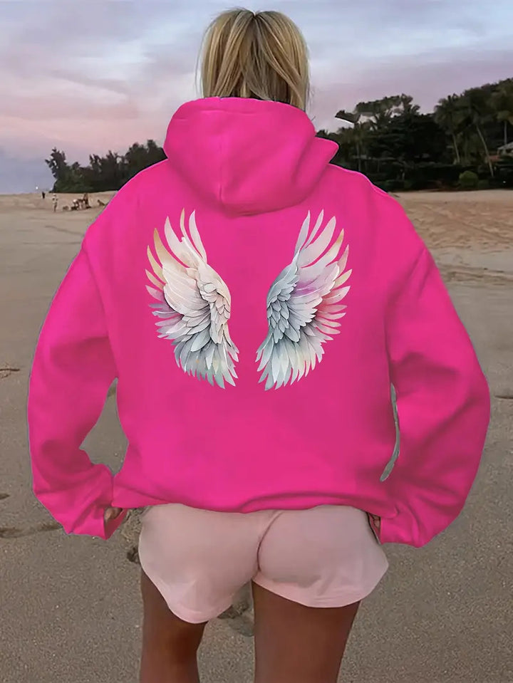 Women's hoodie sweatshirt with imaginative wing motif Lisslune