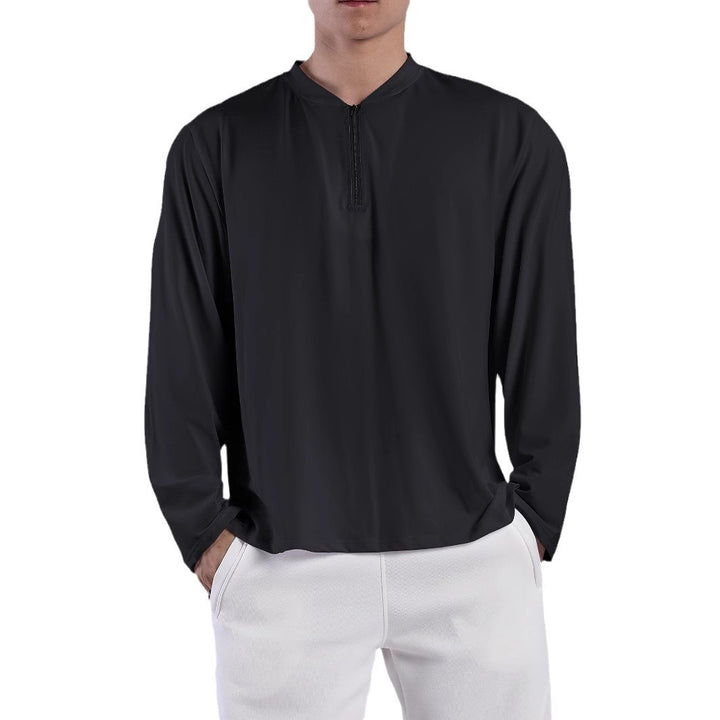 Men's long-sleeve functional shirt with stand-up collar and zipper Lisslune