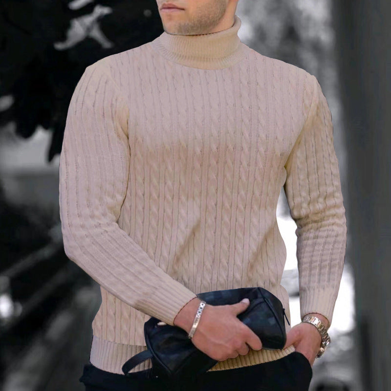 Men's Cable Knit Turtleneck Sweater Lisslune