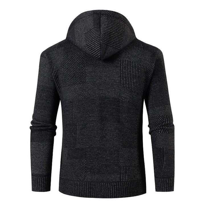Men's cardigan with padded hood and modern waffle pattern Lisslune