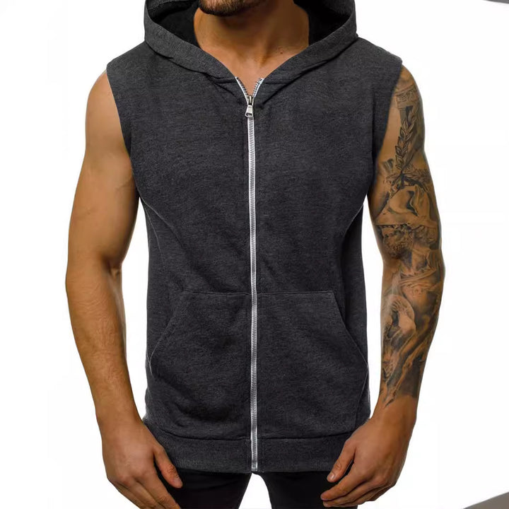 Men's sleeveless hoodie with full zip and practical pockets Lisslune