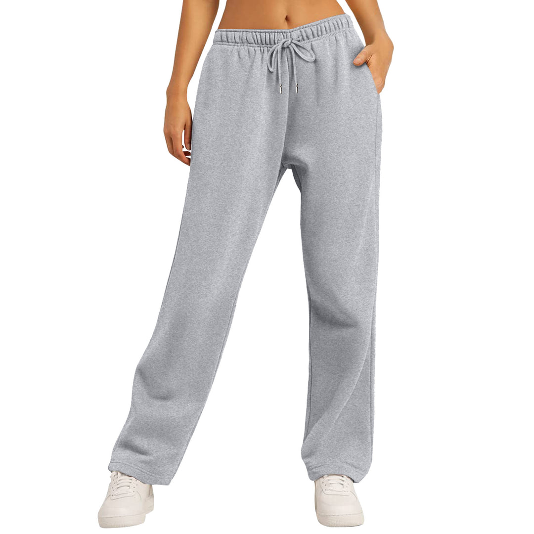 Women's Casual Leisure Pants with Elastic Waistband and Side Pockets Lisslune