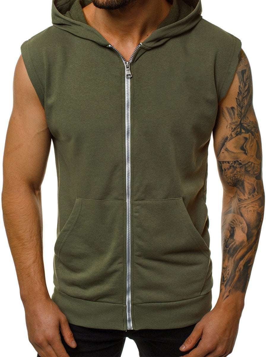 Men's sleeveless hoodie with full zip and practical pockets Lisslune