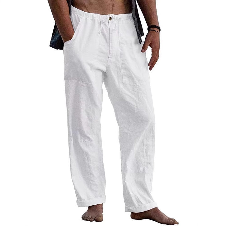Men's Loose Linen Pants with Elastic Waistband and Versatile Pockets Lisslune