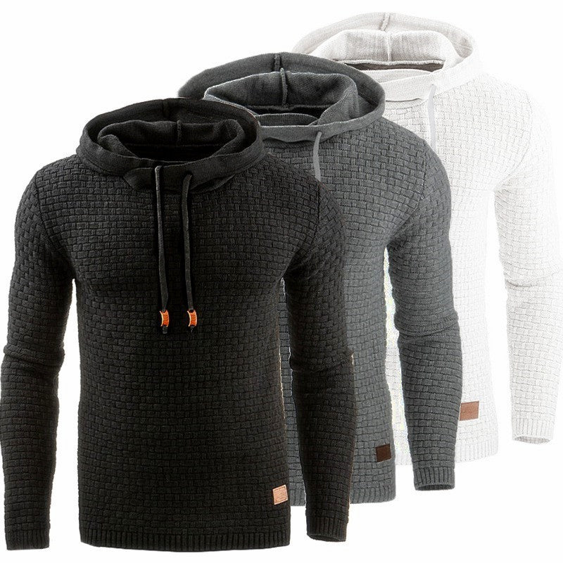 Men's knitted sweater with textured surface and integrated hood Lisslune