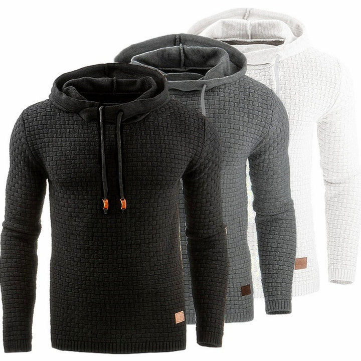 Men's knitted sweater with textured surface and integrated hood Lisslune