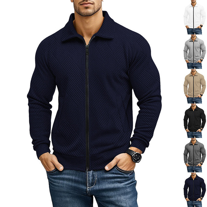 Men's cardigan with textured design and sporty collar Lisslune