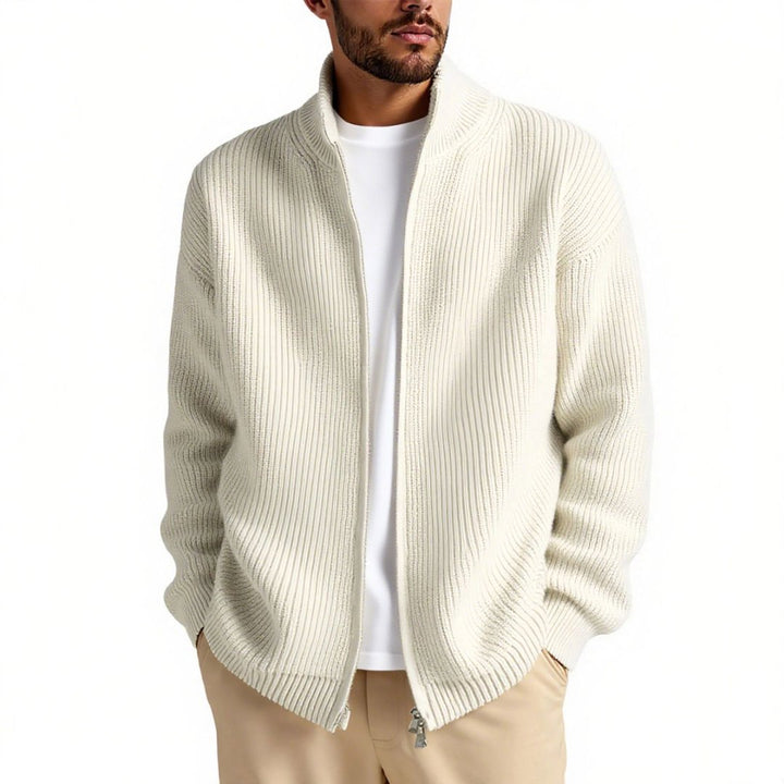Men's cardigan with high collar and practical zipper Lisslune