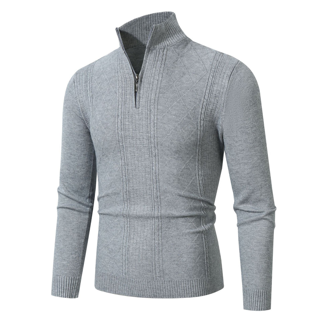 Men's elegant knitted sweater with stand-up collar and zipper Lisslune