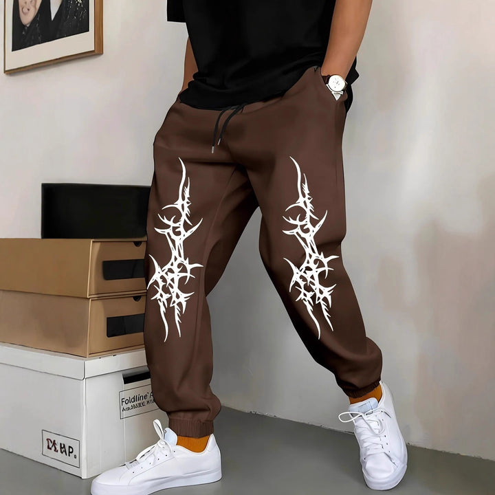 Men's Relaxed Fit Jogging Pants with Eye-Catching Graphic Design Lisslune
