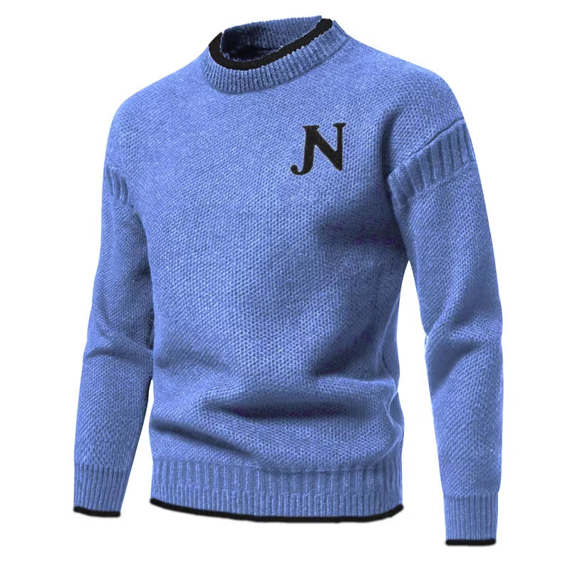 Men's Structured Knit Sweater with Round Neck Lisslune