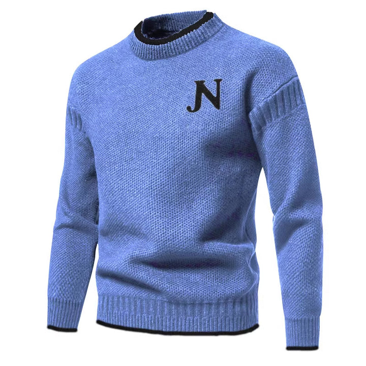 Men's Structured Knit Sweater with Round Neck Lisslune