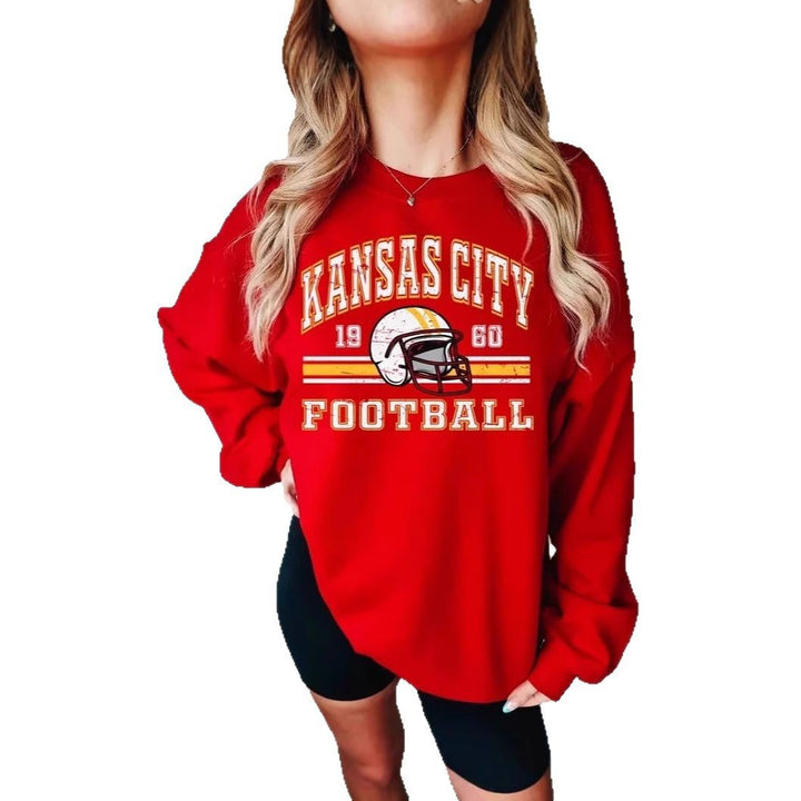 Women Oversized Sweatshirt with nostalgic football motif Lisslune