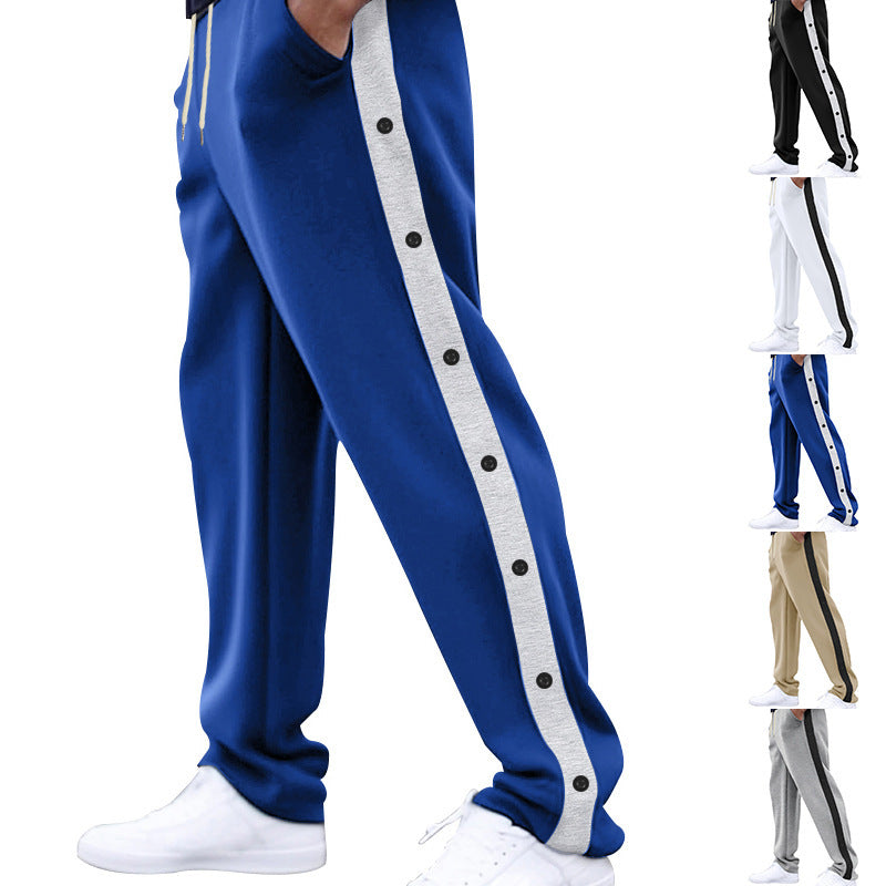 Men's sporty training pants with button design and elastic waistband Lisslune