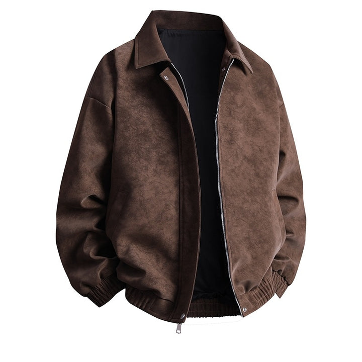 Men's synthetic leather bomber jacket with casual cut and practical pockets Lisslune