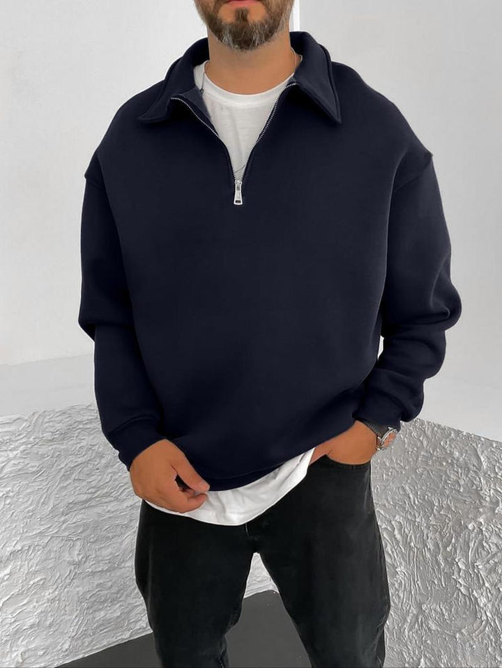 Men's modern sweat sweater with stand-up collar and half zipper Lisslune