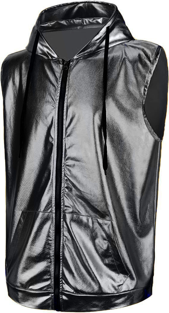 Men's metallic colored hooded vest Lisslune