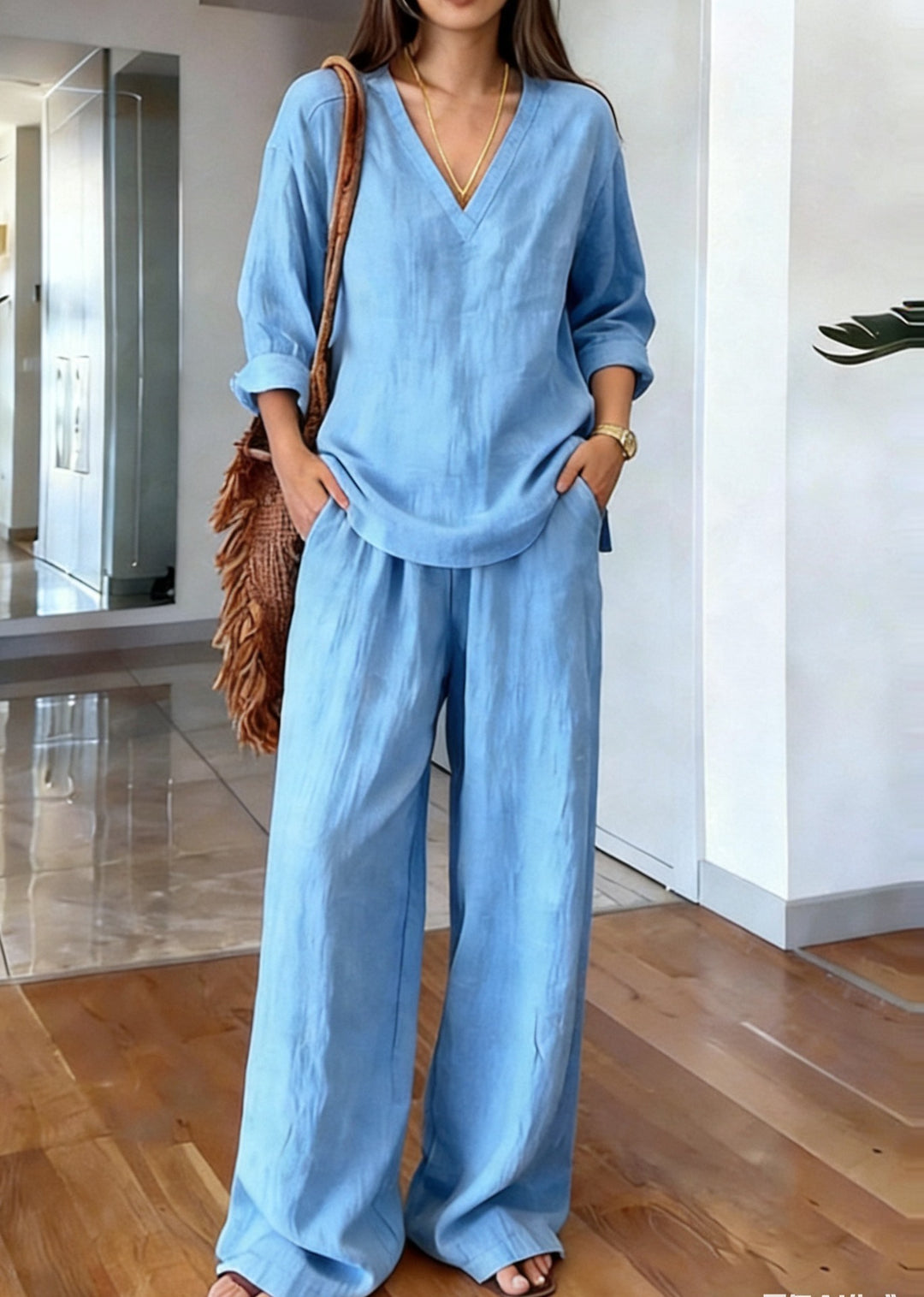 Damen Bequeme Leinen-Hose mit lässigem Schnitt und praktischen Taschen Lisslune