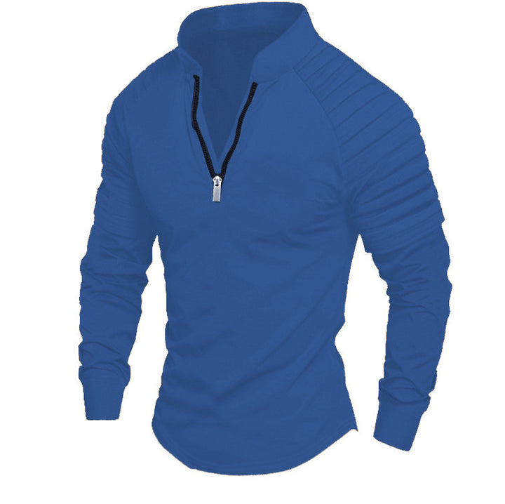 Men's sporty long-sleeve shirt with half-length zipper Lisslune