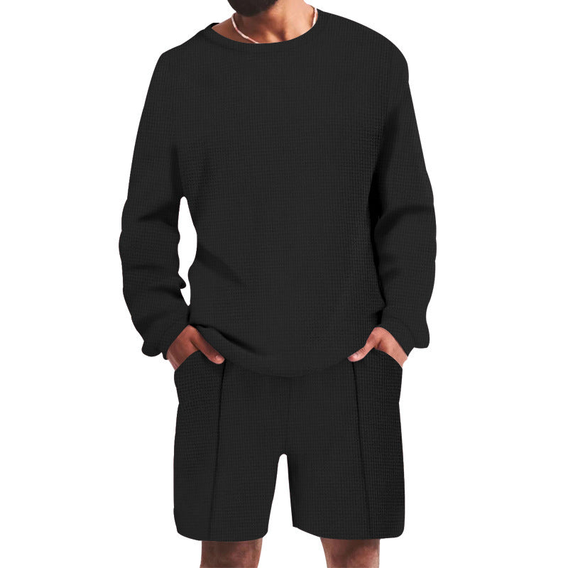 Men's casual leisure set with textured top and comfortable shorts Lisslune