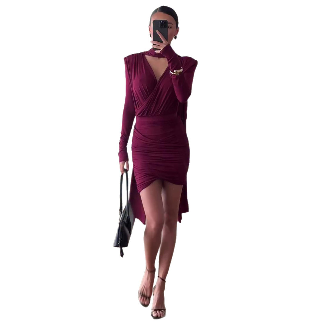 Women's wrap dress with asymmetrical hem and sophisticated top Lisslune