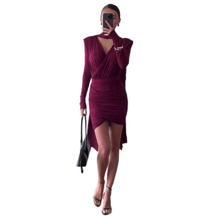 Women's wrap dress with asymmetrical hem and sophisticated top Lisslune