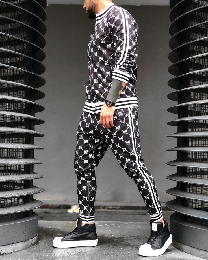 Men's sporty suit with fashionable lettering Lisslune