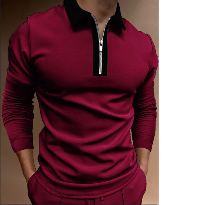 Men's sweatshirt with modern half zipper and stylish polo collar Lisslune