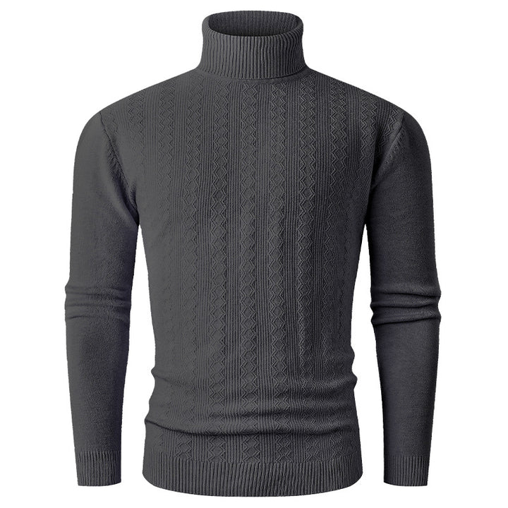 Men's turtleneck sweater with textured pattern and high collar Lisslune