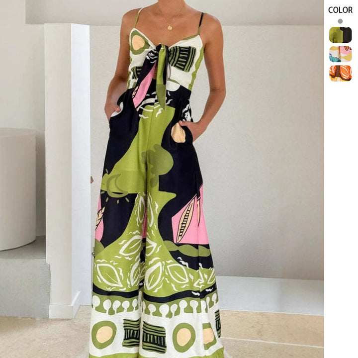 Ladies Chic Jumpsuit in modern design with adjustable straps and creative pattern Lisslune