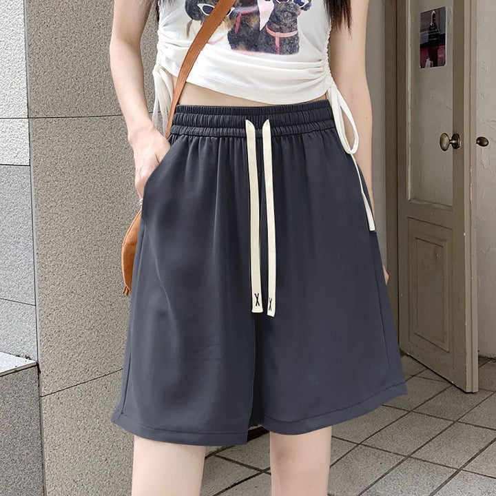 Women comfortable sports shorts with elastic waistband and decorative drawstring Lisslune