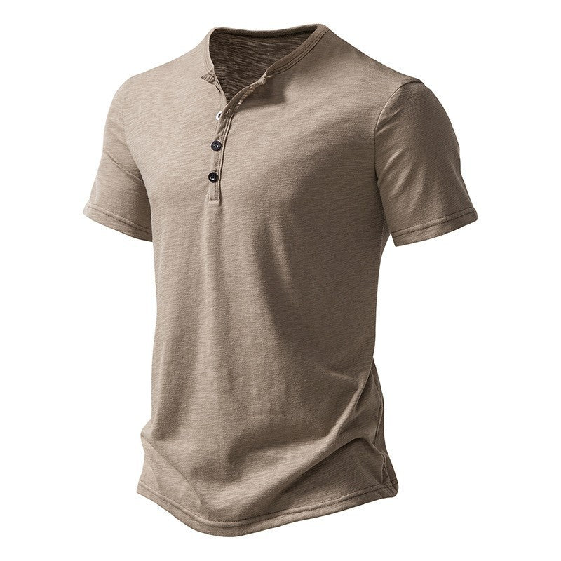 Men's short sleeve shirt with stylish Henley neckline and comfortable fit Lisslune
