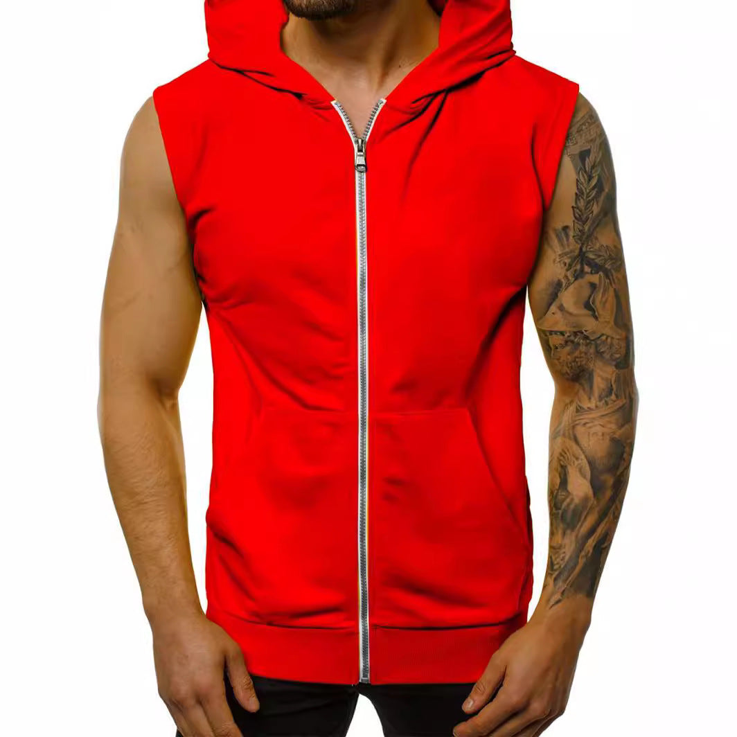 Men's sleeveless hoodie with full zip and practical pockets Lisslune