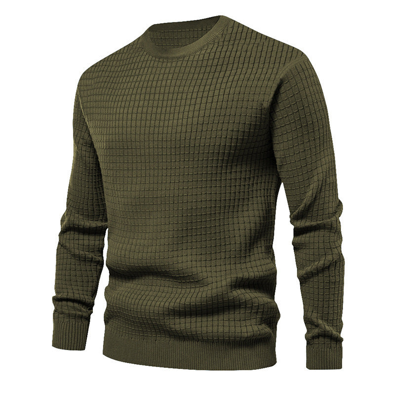 Men's high-quality knit sweater with textured design and classic round neck Lisslune