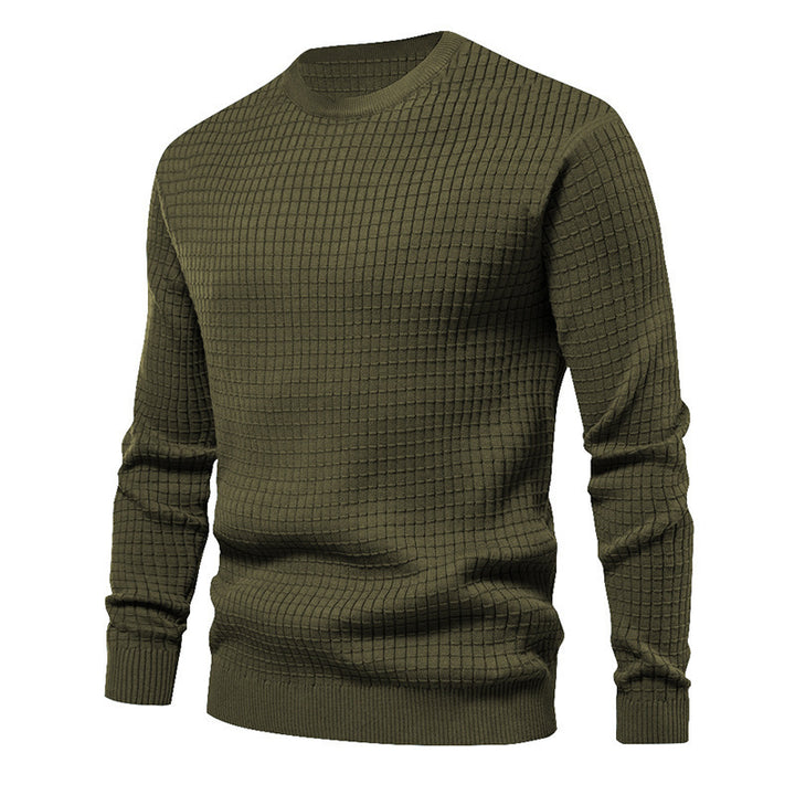 Men's high-quality knit sweater with textured design and classic round neck Lisslune
