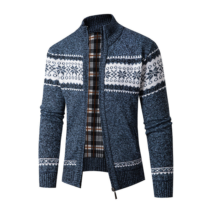 Men's cardigan with high collar and modern zipper Lisslune
