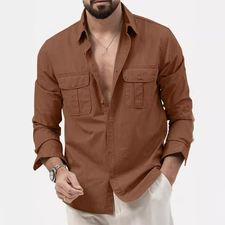 Men's long-sleeve shirt with practical chest pockets and durable fabric Lisslune