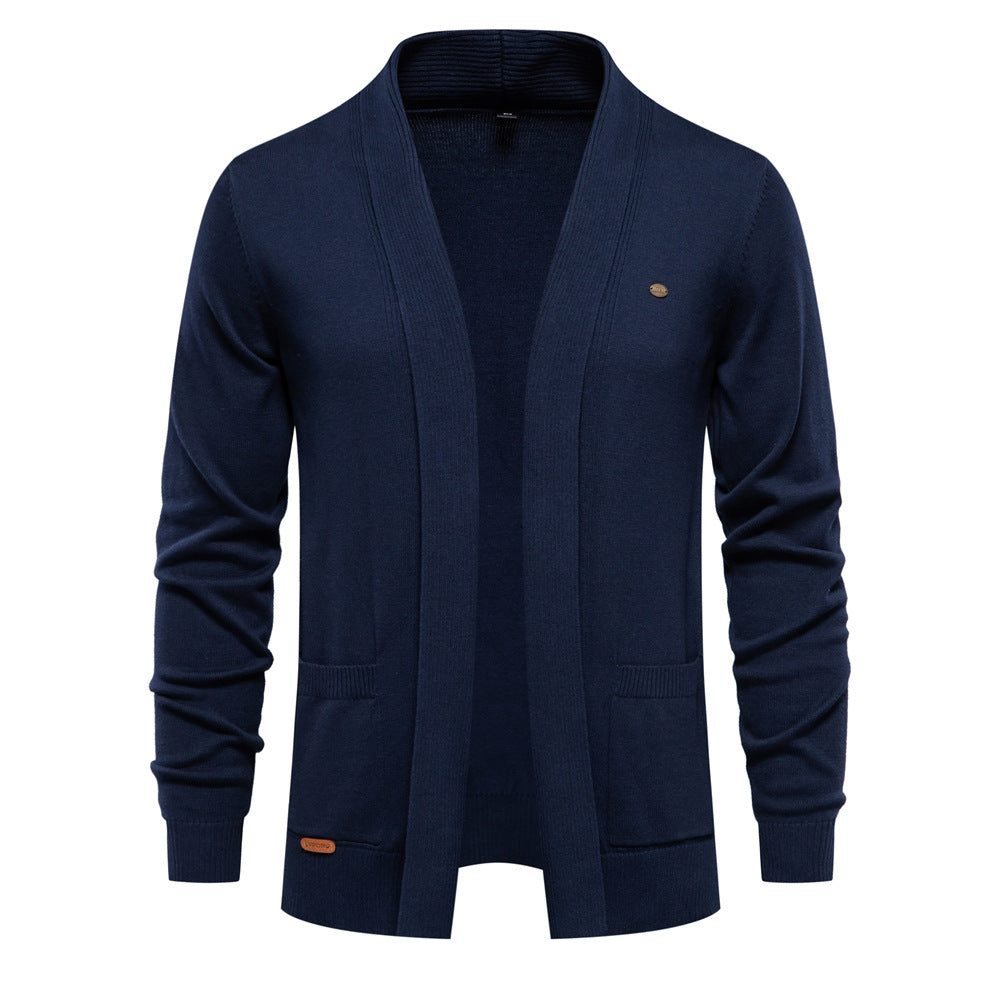 Men's comfortable cardigan with open collar and practical pockets Lisslune