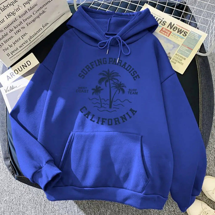 Women's hoodie with casual surf design and high-quality cotton blend Lisslune