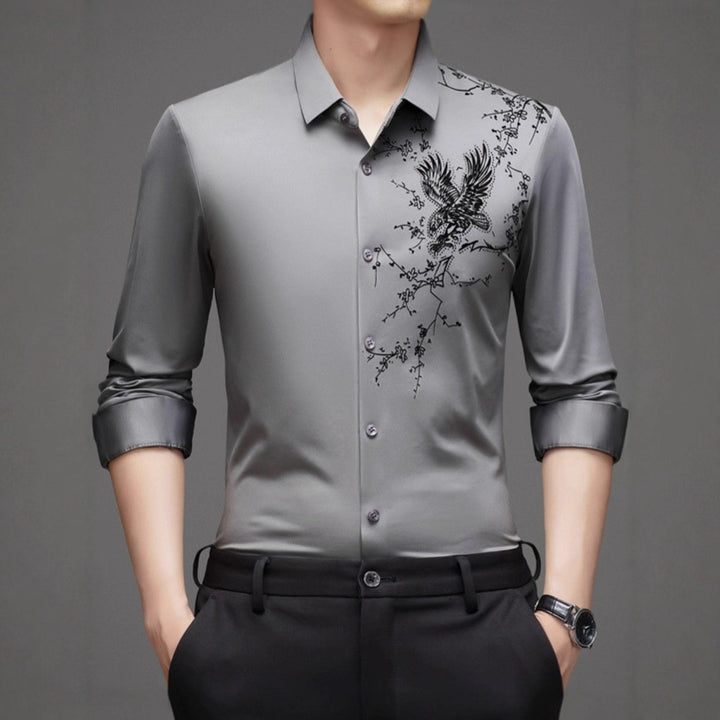 Men's long-sleeve shirt with elaborate embroidery design Lisslune