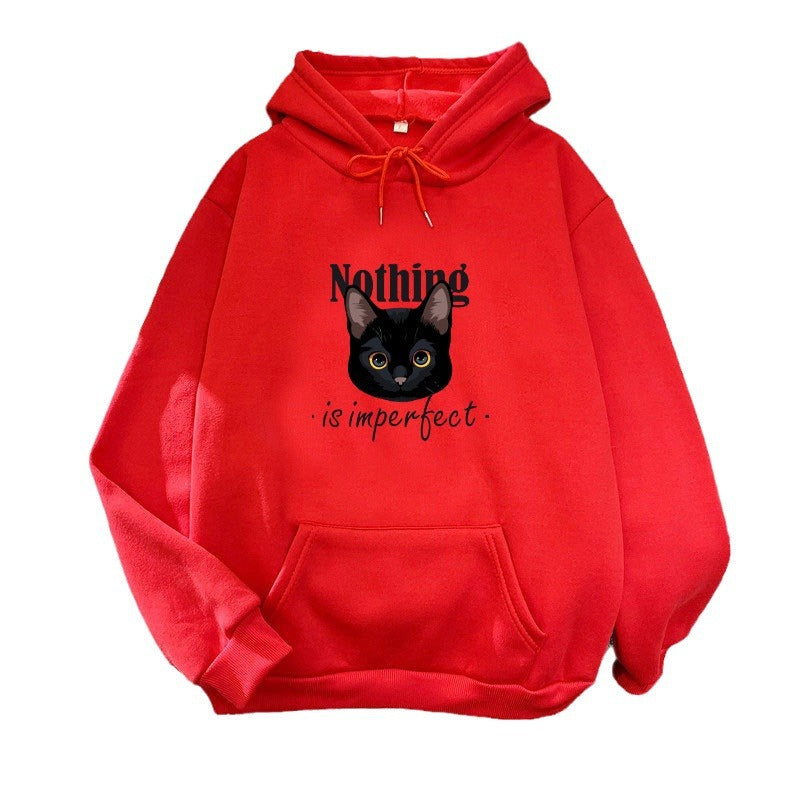 Women's Cozy Hoodie with Artistic Cat Design Lisslune