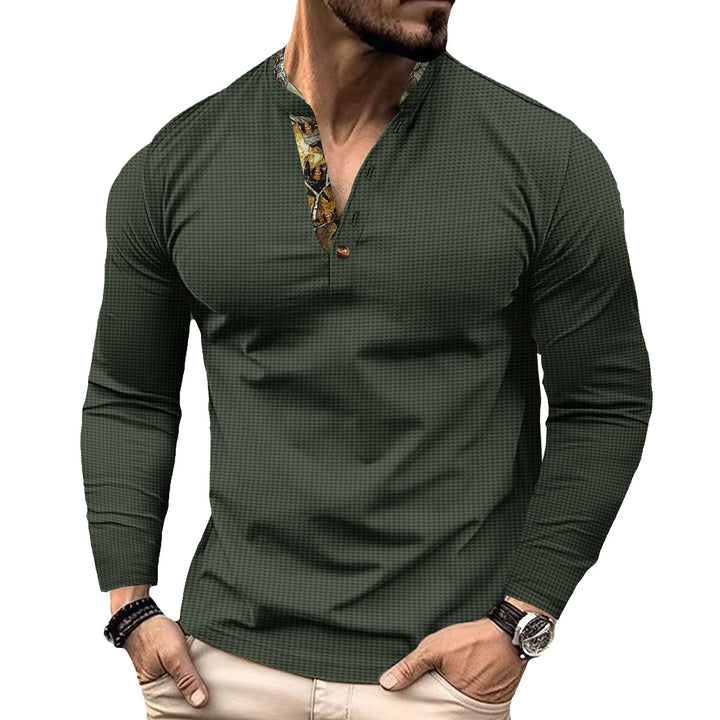 Men's elegant long sleeve shirt with fashionable stand-up collar and unique patterns Lisslune