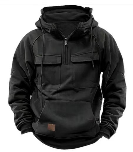 Men's hooded sweatshirt with practical pockets and full-length zipper Lisslune