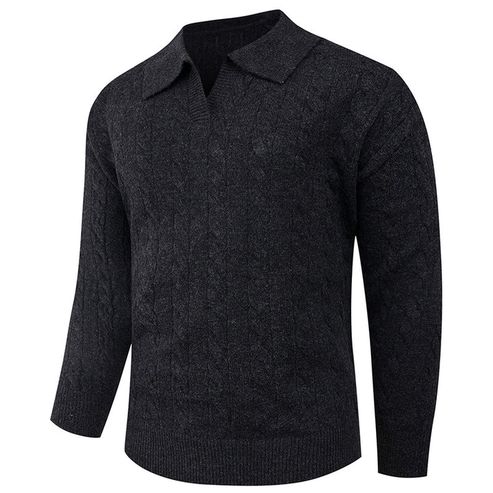 Men's sweater with modern cable pattern and polo collar Lisslune
