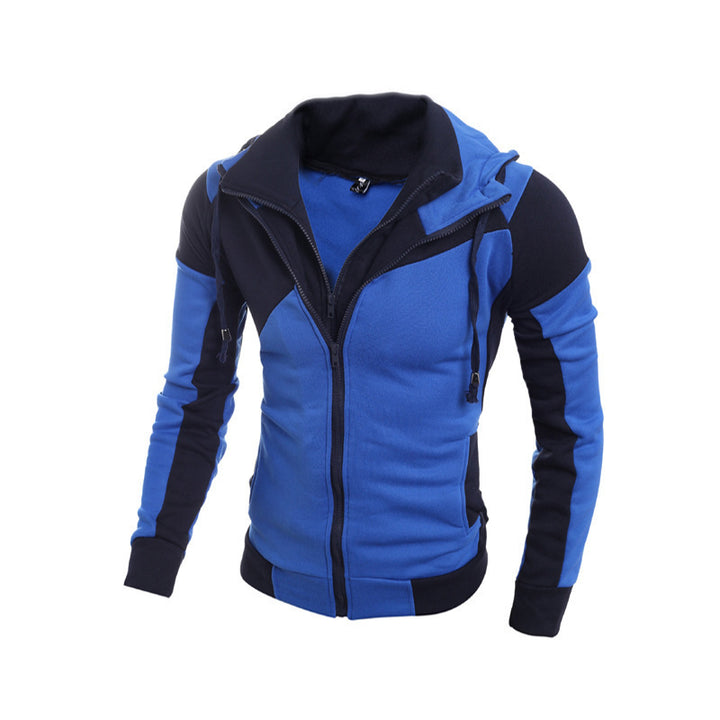 Men's sporty hooded jacket with fashionable color block design Lisslune